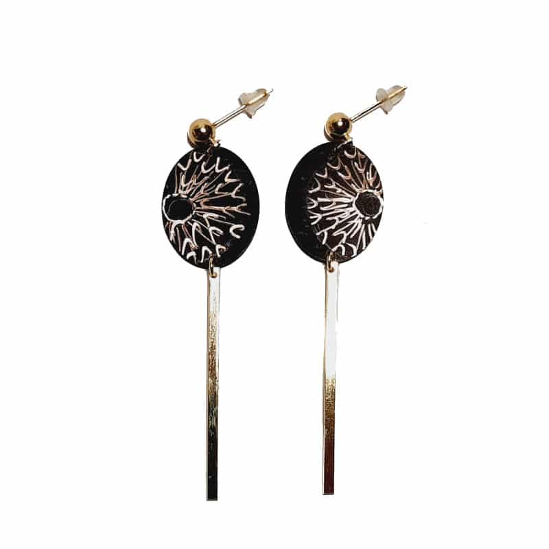 Boucles D'oreilles Crochet Avec Pampille Ovale Et Pierre De Verre Miroir - Réf. 3710 - Occasion